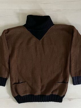 Vintage Anne Mieke Women's Medium M Wool Colorblock Pullover Sweater Knit Cozy